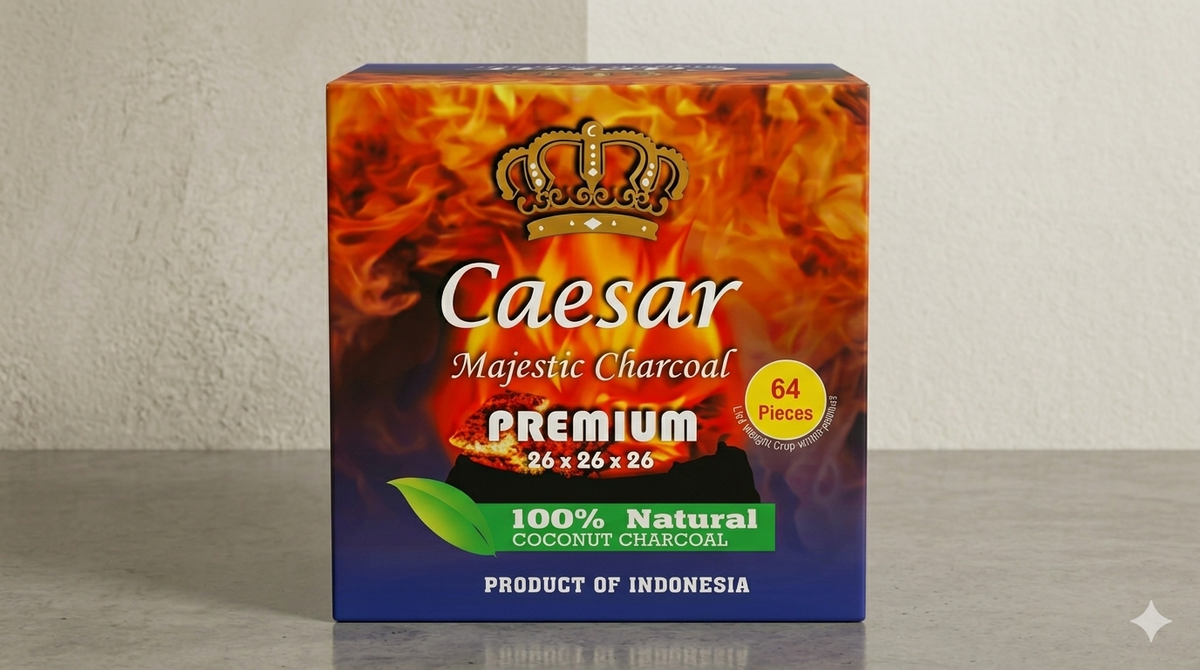 Caesar Premium Kokosnusskohle 26 mm – 1 KG (64 Würfel)