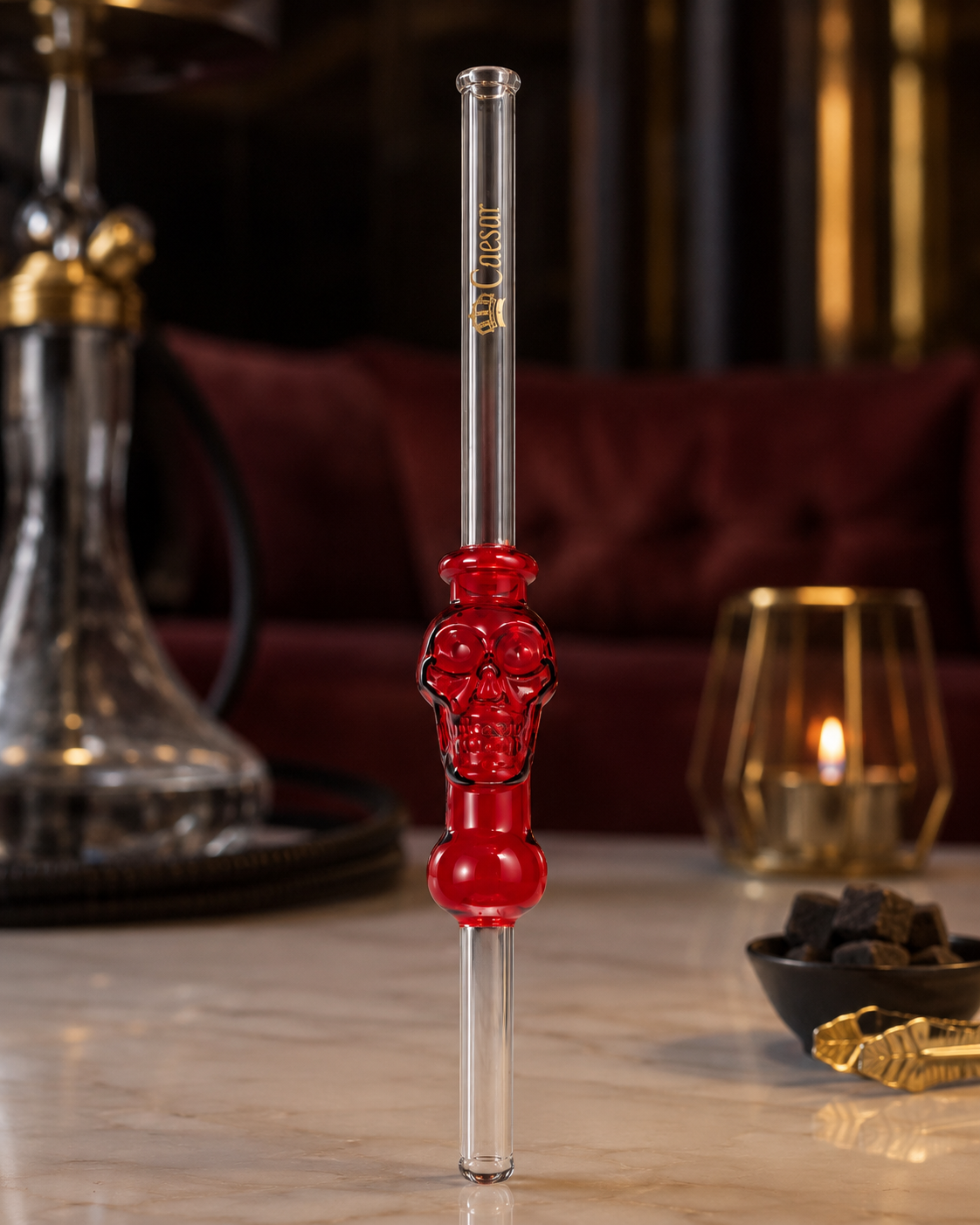 Caesar Glas Mundstück Totenkopf Rot 50 cm