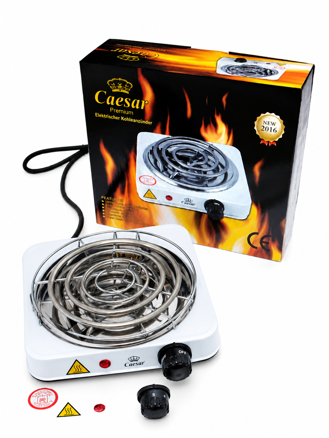 Caesar Premium Elektrischer Kohlenanzünder 5003 für Shisha Kohle