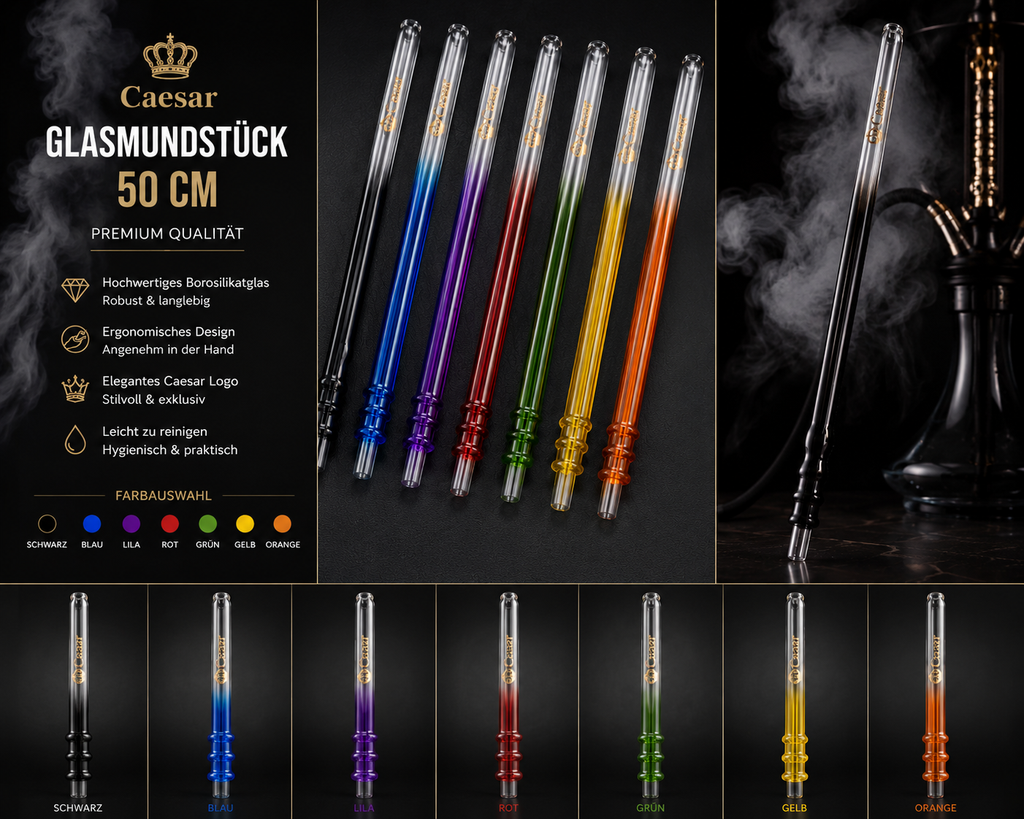 Caesar Glasmundstück 50 cm – Premium Shisha Mundstück aus Glas