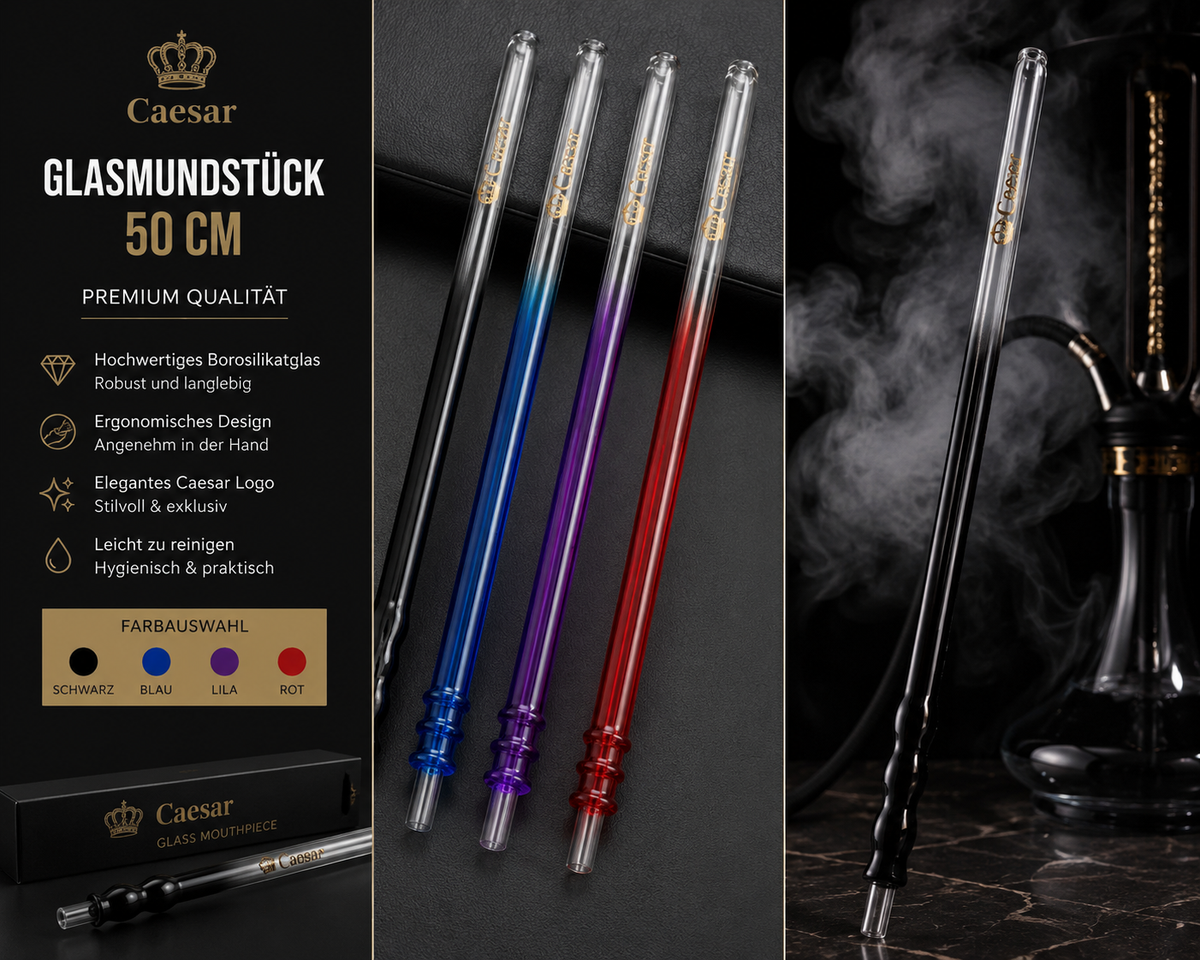 Caesar Glasmundstück 50 cm – Premium Shisha Mundstück aus Glas